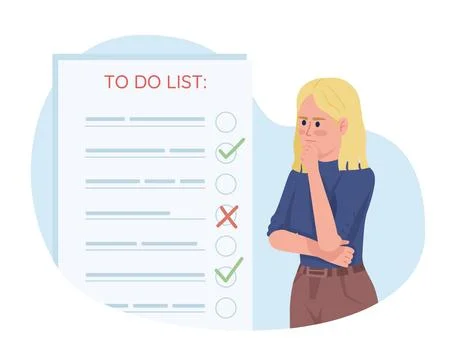 Prioritizing tasks in list flat concept vector illustration Stock Illustration