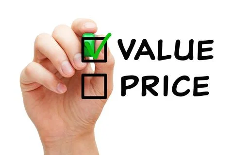 Prioritizing Value Over Price Check Mark Business Concept Stock Photos