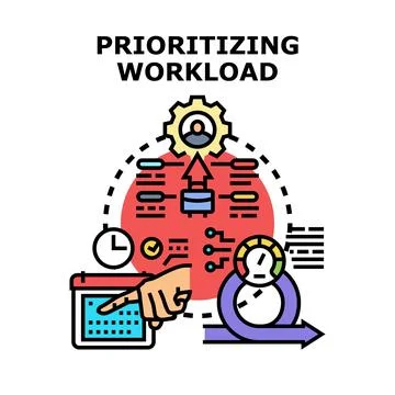 Prioritizing workload process concept managing tasks Stock Illustration