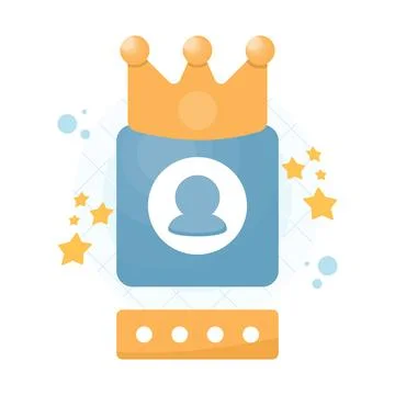 Priority and VIP member account icons with gold crown and stars Stockillustratie