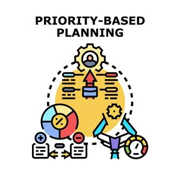 Priority based planning process orchestrating tasks and business strategy イラスト素材