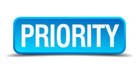 Priority blue 3d realistic square isolated button Illustrazione stock