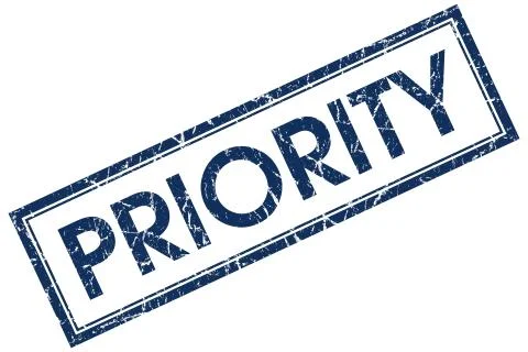 Priority blue square stamp Stock Illustration