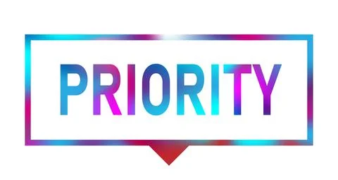 Priority coloered speech bubble moder vector design logo badge sign on a white Stock Illustration