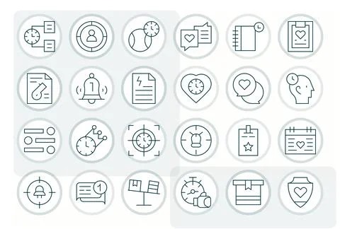 Priority Exclusive Vector Set featuring 24 Thin Line Display Perfect 128x12.. 库存插图