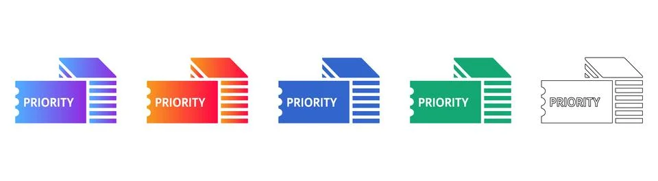 Priority File Stacking Document Icon Set Иллюстрация
