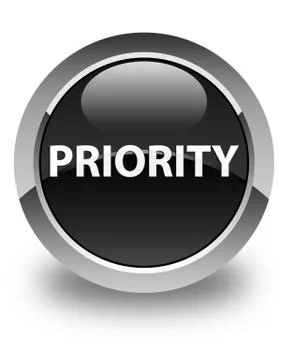 Priority glossy black round button Stock Illustration