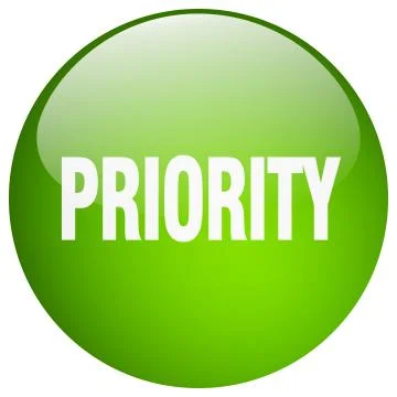 Priority green round gel isolated push button Stock Illustration