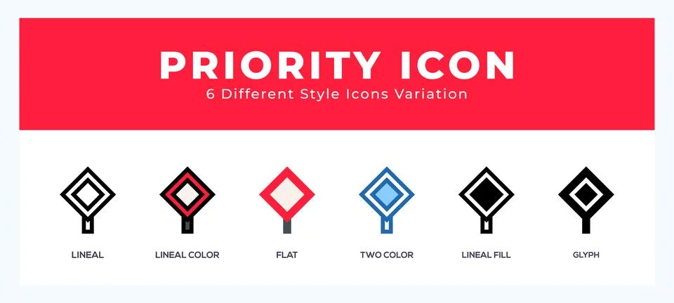 Priority icon in filled. thin line. outline stroke and flat style. Stock Illustration