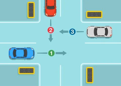 Priority on intersection if the traffic light is inoperative. Stock Illustration