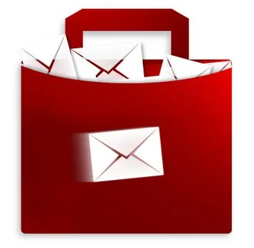 Priority letters in red bag on white background flat design Stock Illustration