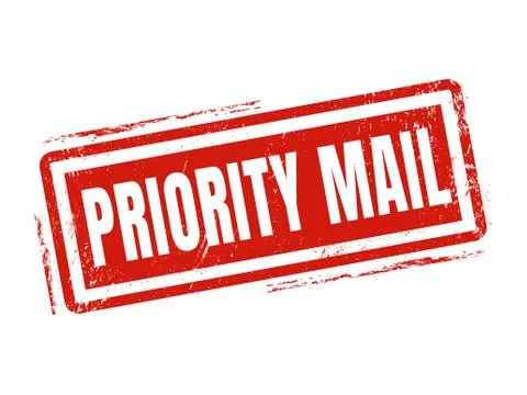 Priority mail red stamp style 스톡 일러스트