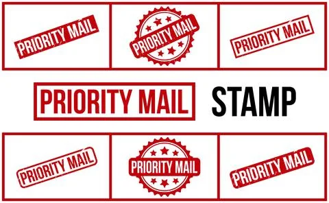 Priority Mail Rubber Stamp Set Vector Illustrazione stock