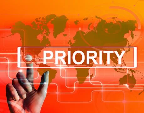 Priority map displays superiority or preference in importance worldwide Stock Illustration