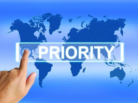 Priority map shows superiority or preference in importance internationally Stock Illustration
