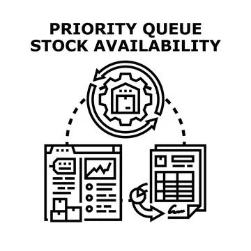 Priority queue stock availability management system concept Stock Illustration
