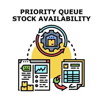 Priority queue stock availability management system concept Stock Illustration