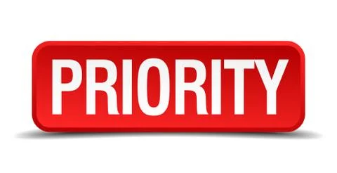 Priority red 3d square button isolated on white Illustrazione stock