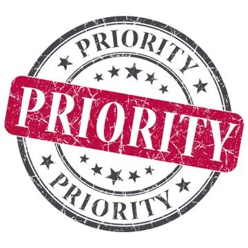 Priority red round grungy stamp isolated on white background Illustration