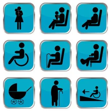 Priority seating area buttons Stock Illustration