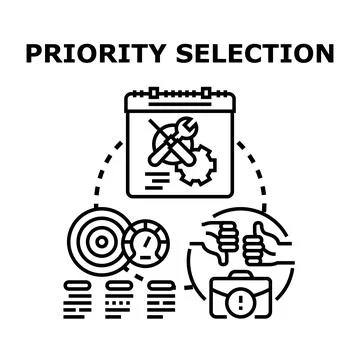 Priority selection process management choosing important options Stock Illustration
