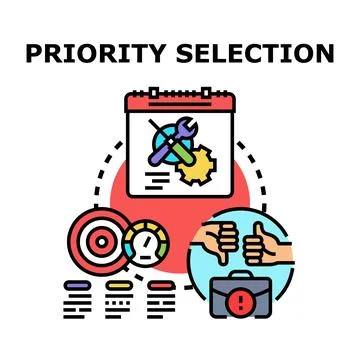Priority selection process management choosing important options Stock Illustration