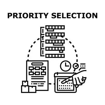 Priority selection process managing tasks and organization Stock Illustration