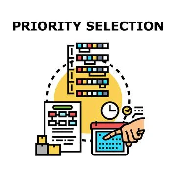 Priority selection process managing tasks and organization Stock Illustration