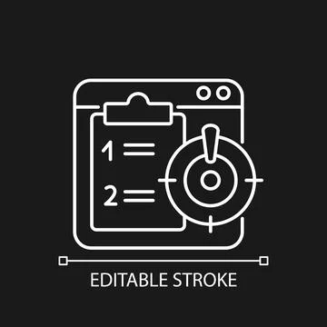 Priority task white linear icon for dark theme Illustrazione stock