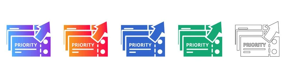 Priority Ticket UI Element Icon Set Illustration