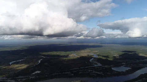 Pripyat city at a height of 1 km soaring drone in the clouds 스톡 동영상 128364176