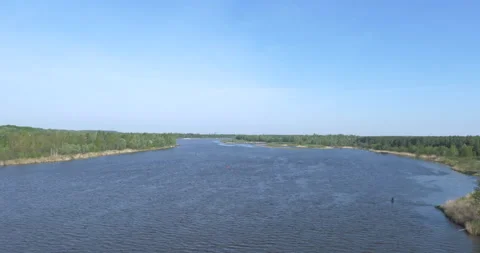 Pripyat river landscape under clear sky Stock Footage 200946819