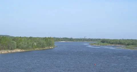 Pripyat river landscape under clear sky Stock Footage 200946909