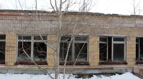 Pripyat. School Number 1. copter. winter 2014 스톡 동영상 65233653