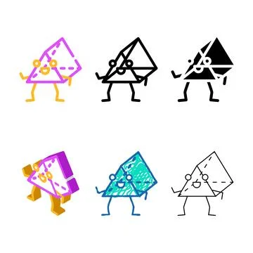 Prism geometric series shape character color icon vector Stock Illustration