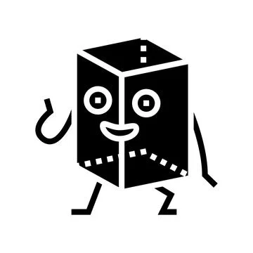 Prism geometric shape character glyph icon vector illustration Stock Illustration