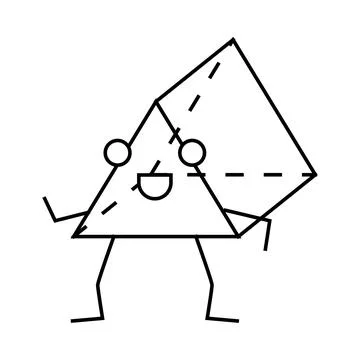 Prism geometric shape character line icon vector illustration Stock Illustration