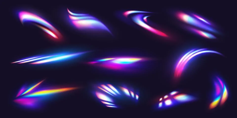 Prism light flare effect, crystal reflection set Stock Illustration