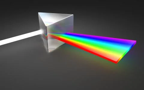 Prism light spectrum dispersion. On dark background Illustrazione stock