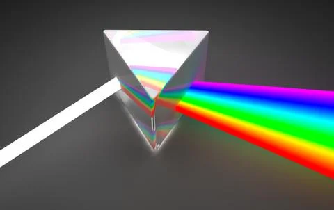 Prism light spectrum dispersion. On dark background Stock Illustration