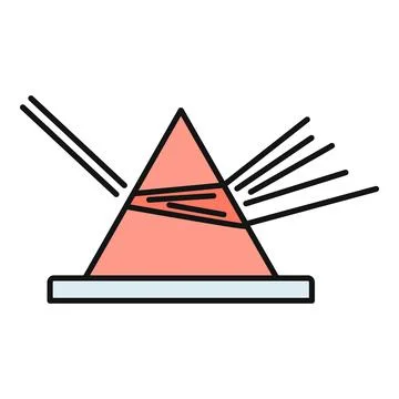 Prism refracting light beam creating a spectrum icon Stock Illustration
