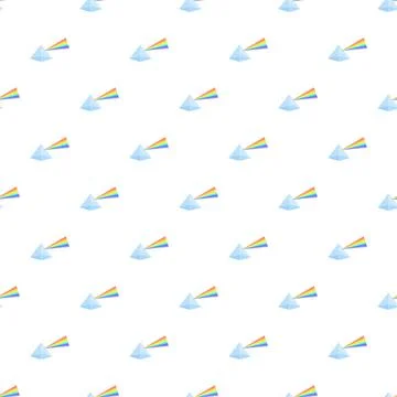 Prism refracting light creating rainbow spectrum seamless pattern Illustrazione stock