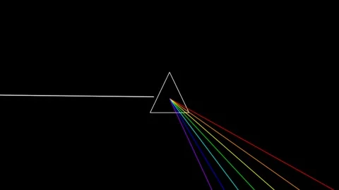Prism refracting light spectrum on black background 4K Stock Footage 337120162