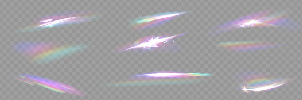 Prism vector, realistic light leak effect with spectral flare. Crystal rays.. Stock Illustration