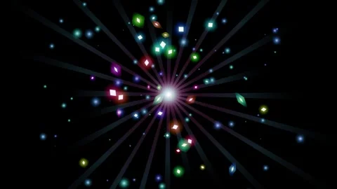 Prismatic Diamond Particles Radiating from Central Light Motion Background Vídeo Stock 347540123