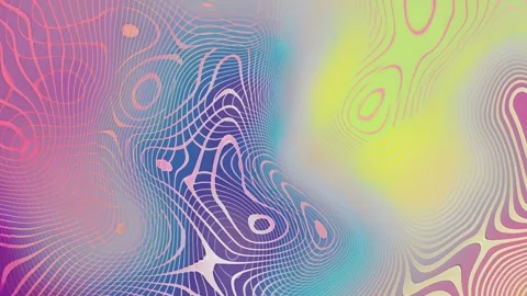 Prismatic iridescent gradient surface with wavy motion and abstract shapes Stock Footage 295997923