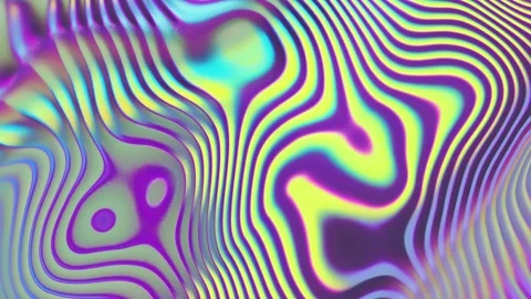 Prismatic iridescent gradient surface with wavy motion and abstract shapes Stock Footage 295998274