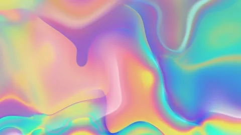 Prismatic iridescent gradient surface with wavy motion and abstract shapes Stock Footage 295998366