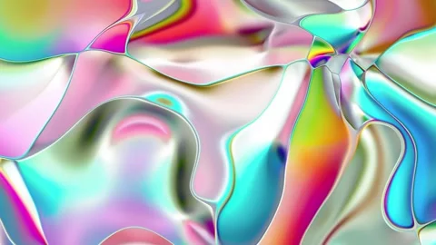 Prismatic iridescent gradient surface with wavy motion and abstract shapes Stock Footage 295998421