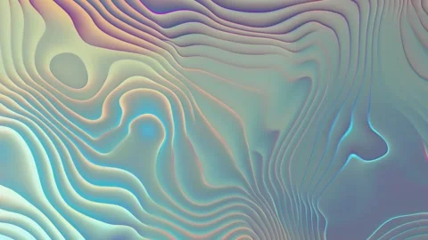 Prismatic iridescent gradient surface with wavy motion and abstract shapes Stock Footage 295998488